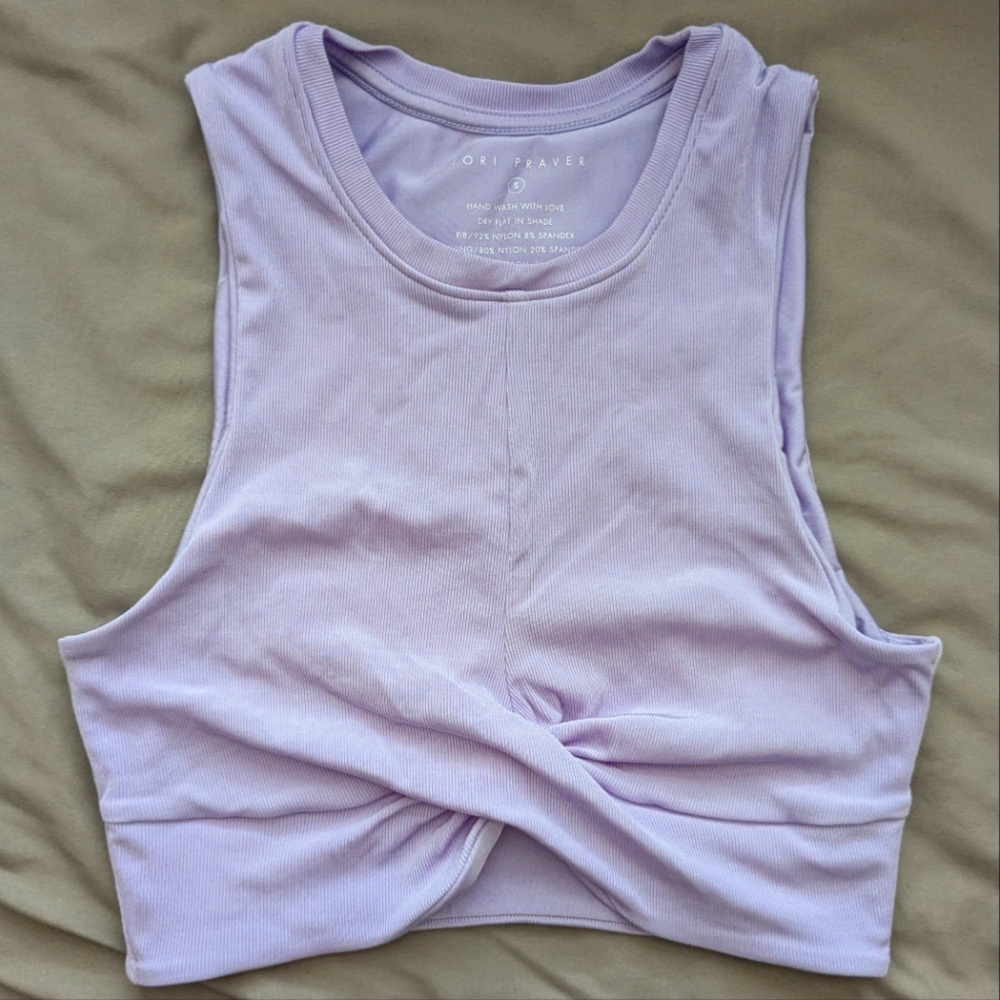 Tori Praver emmy top swimsuit workout twist lavender